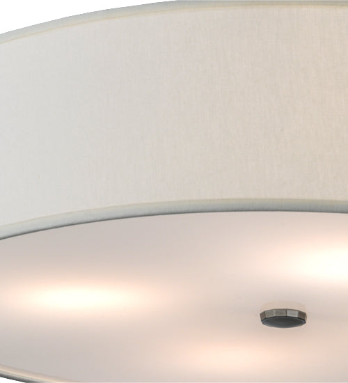 Meyda Lighting Cilindro 24" 4-Light Nickel Powder Coat Flush Mount Light With Off White Textrene Shade
