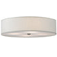 Meyda Lighting Cilindro 24" 4-Light Nickel Powder Coat Flush Mount Light With Off White Textrene Shade