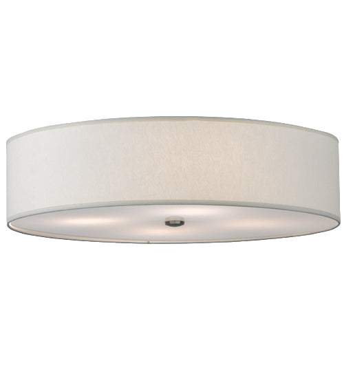 Meyda Lighting Cilindro 24" 4-Light Nickel Powder Coat Flush Mount Light With Off White Textrene Shade