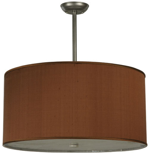 Meyda Lighting Cilindro 24" 4-Light Nickel Powder Coat Pendant Light With Brown Textrene Shade
