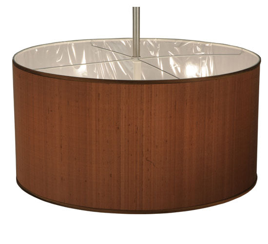 Meyda Lighting Cilindro 24" 4-Light Nickel Powder Coat Pendant Light With Brown Textrene Shade