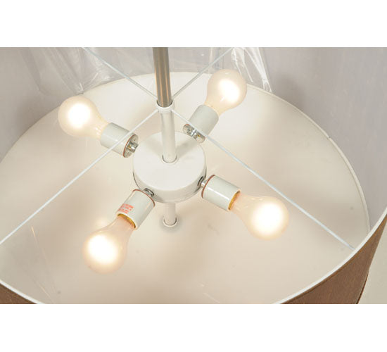 Meyda Lighting Cilindro 24" 4-Light Nickel Powder Coat Pendant Light With Brown Textrene Shade