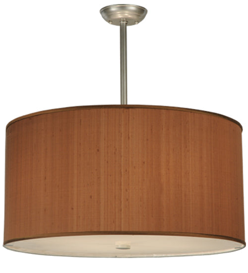 Meyda Lighting Cilindro 24" 4-Light Nickel Powder Coat Pendant Light With Brown Textrene Shade
