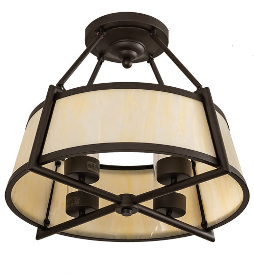 Meyda Lighting Cilindro 24" 4-Light Oil Rubbed Bronze Lucy Semi-flush Mount Light With Creme Carrara Idalight Shade