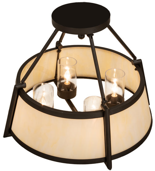 Meyda Lighting Cilindro 24" 4-Light Oil Rubbed Bronze Lucy Semi-flush Mount Light With Creme Carrara Idalight Shade