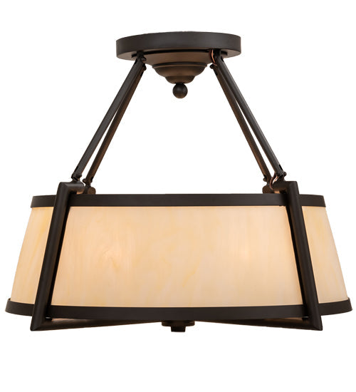 Meyda Lighting Cilindro 24" 4-Light Oil Rubbed Bronze Lucy Semi-flush Mount Light With Creme Carrara Idalight Shade