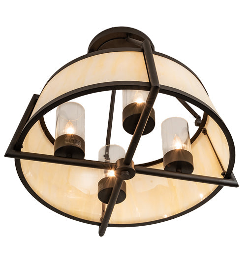 Meyda Lighting Cilindro 24" 4-Light Oil Rubbed Bronze Lucy Semi-flush Mount Light With Creme Carrara Idalight Shade