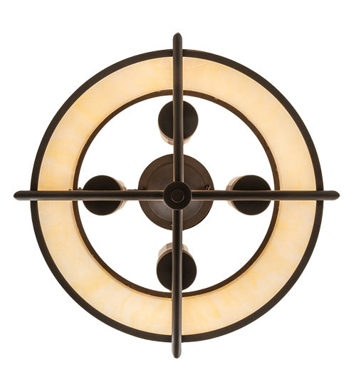 Meyda Lighting Cilindro 24" 4-Light Oil Rubbed Bronze Lucy Semi-flush Mount Light With Creme Carrara Idalight Shade