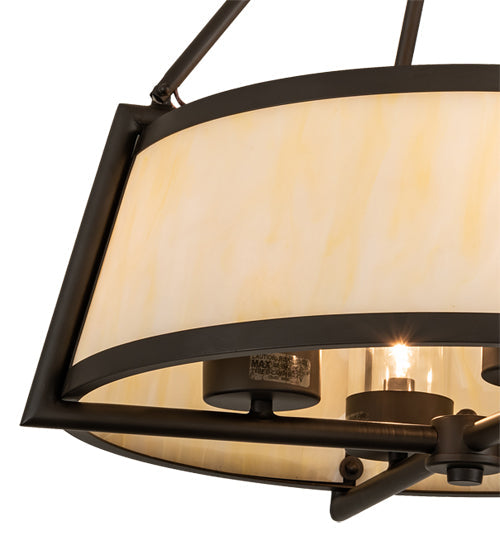 Meyda Lighting Cilindro 24" 4-Light Oil Rubbed Bronze Lucy Semi-flush Mount Light With Creme Carrara Idalight Shade