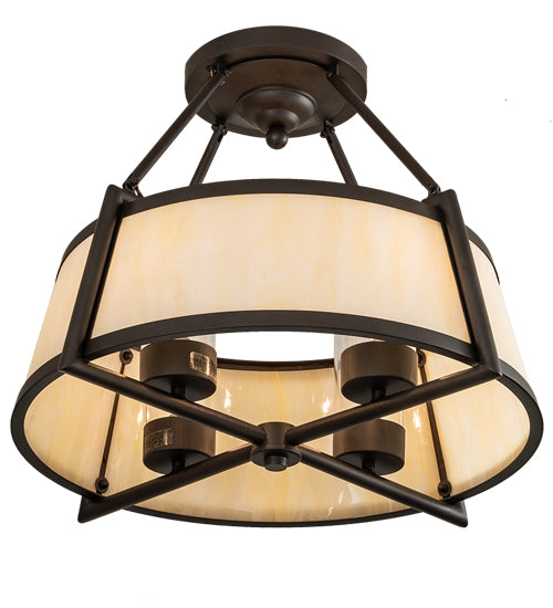 Meyda Lighting Cilindro 24" 4-Light Oil Rubbed Bronze Lucy Semi-flush Mount Light With Creme Carrara Idalight Shade