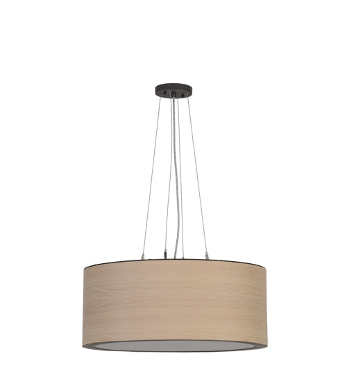 Meyda Lighting Cilindro 24" 4-Light Oil Rubbed Bronze Pendant Light With White Oak Veneer Shade