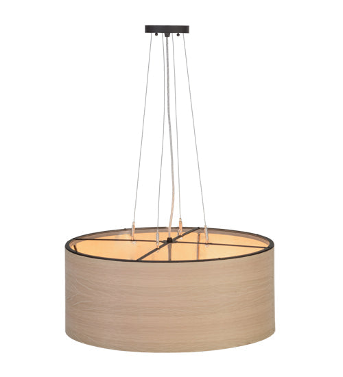 Meyda Lighting Cilindro 24" 4-Light Oil Rubbed Bronze Pendant Light With White Oak Veneer Shade
