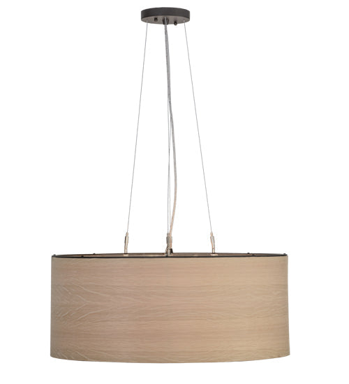 Meyda Lighting Cilindro 24" 4-Light Oil Rubbed Bronze Pendant Light With White Oak Veneer Shade