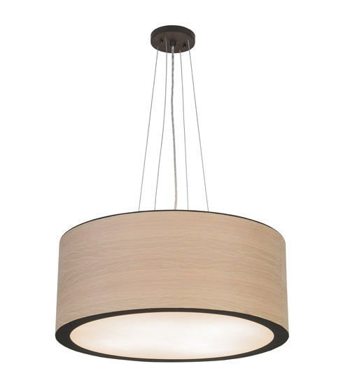 Meyda Lighting Cilindro 24" 4-Light Oil Rubbed Bronze Pendant Light With White Oak Veneer Shade