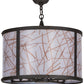 Meyda Lighting Cilindro 24" 4-Light Oil Rubbed Bronze Veritas Pendant Light With White & Orange Patterns Shade Glass
