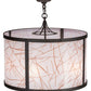 Meyda Lighting Cilindro 24" 4-Light Oil Rubbed Bronze Veritas Pendant Light With White & Orange Patterns Shade Glass