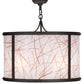 Meyda Lighting Cilindro 24" 4-Light Oil Rubbed Bronze Veritas Pendant Light With White & Orange Patterns Shade Glass