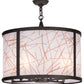 Meyda Lighting Cilindro 24" 4-Light Oil Rubbed Bronze Veritas Pendant Light With White & Orange Patterns Shade Glass