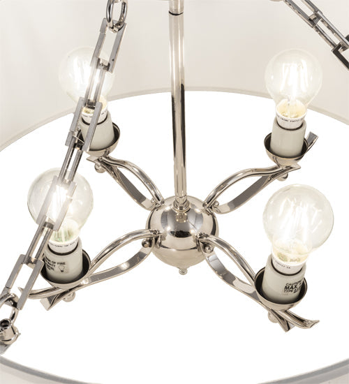 Meyda Lighting Cilindro 24" 4-Light Polished Nickel Semi-flush Mount Light With White Eggshell Textrene Shade
