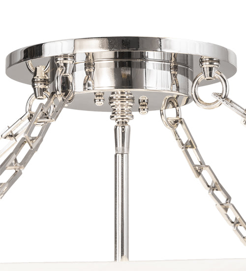 Meyda Lighting Cilindro 24" 4-Light Polished Nickel Semi-flush Mount Light With White Eggshell Textrene Shade