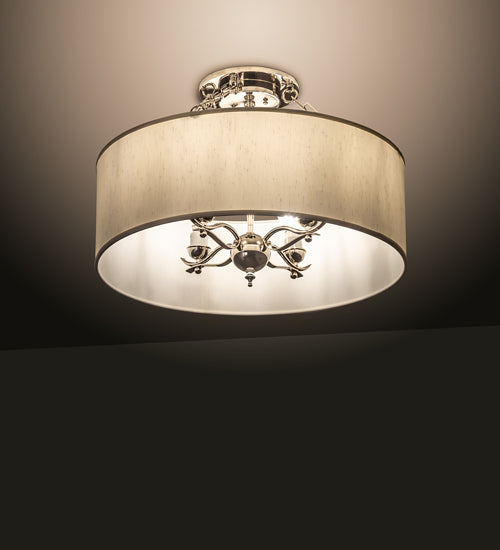 Meyda Lighting Cilindro 24" 4-Light Polished Nickel Semi-flush Mount Light With White Eggshell Textrene Shade