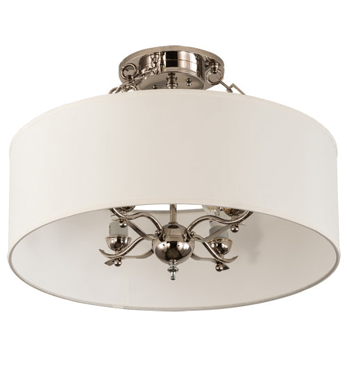 Meyda Lighting Cilindro 24" 4-Light Polished Nickel Semi-flush Mount Light With White Eggshell Textrene Shade