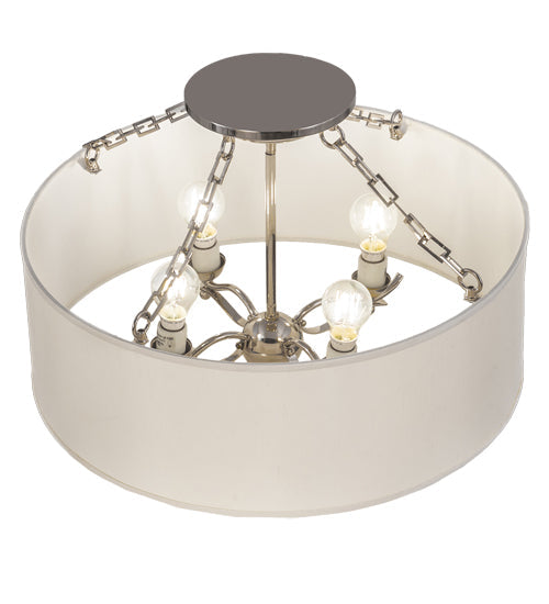 Meyda Lighting Cilindro 24" 4-Light Polished Nickel Semi-flush Mount Light With White Eggshell Textrene Shade