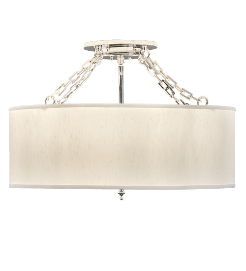 Meyda Lighting Cilindro 24" 4-Light Polished Nickel Semi-flush Mount Light With White Eggshell Textrene Shade