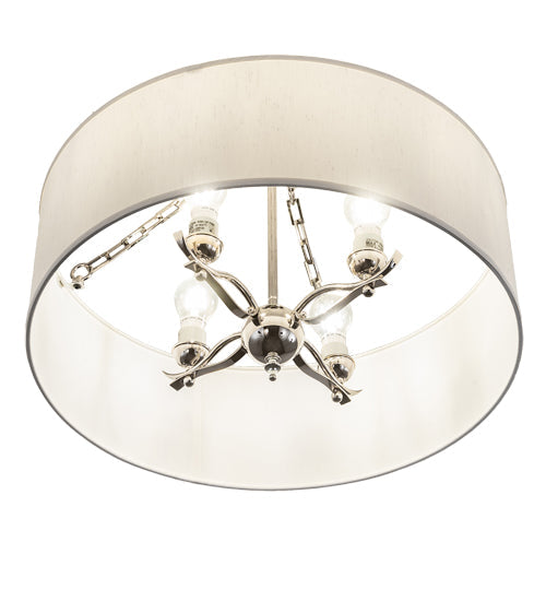 Meyda Lighting Cilindro 24" 4-Light Polished Nickel Semi-flush Mount Light With White Eggshell Textrene Shade