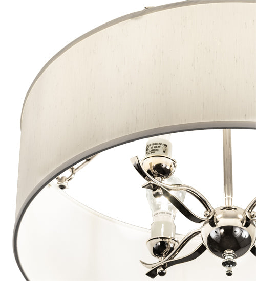 Meyda Lighting Cilindro 24" 4-Light Polished Nickel Semi-flush Mount Light With White Eggshell Textrene Shade