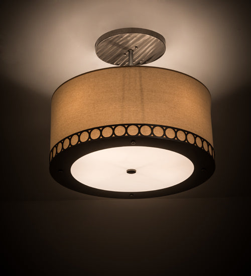 Meyda Lighting Cilindro 24" 4-Light Satin Clear Steel Pendant Light With Natural Textrene Shade