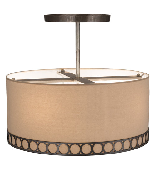 Meyda Lighting Cilindro 24" 4-Light Satin Clear Steel Pendant Light With Natural Textrene Shade