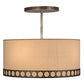Meyda Lighting Cilindro 24" 4-Light Satin Clear Steel Pendant Light With Natural Textrene Shade