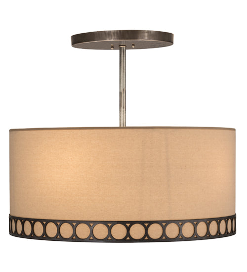 Meyda Lighting Cilindro 24" 4-Light Satin Clear Steel Pendant Light With Natural Textrene Shade