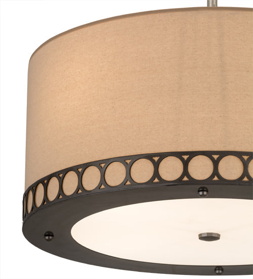 Meyda Lighting Cilindro 24" 4-Light Satin Clear Steel Pendant Light With Natural Textrene Shade