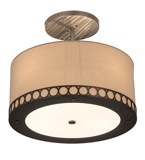 Meyda Lighting Cilindro 24" 4-Light Satin Clear Steel Pendant Light With Natural Textrene Shade