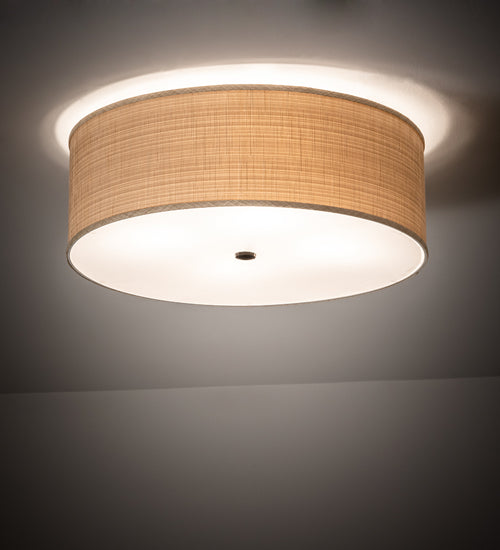 Meyda Lighting Cilindro 24" 4-Light Timeless Bronze Flush Mount Light With Beige Textrene & White Shade