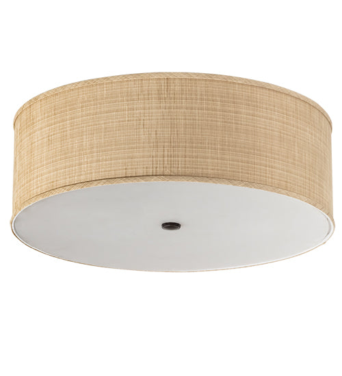 Meyda Lighting Cilindro 24" 4-Light Timeless Bronze Flush Mount Light With Beige Textrene & White Shade