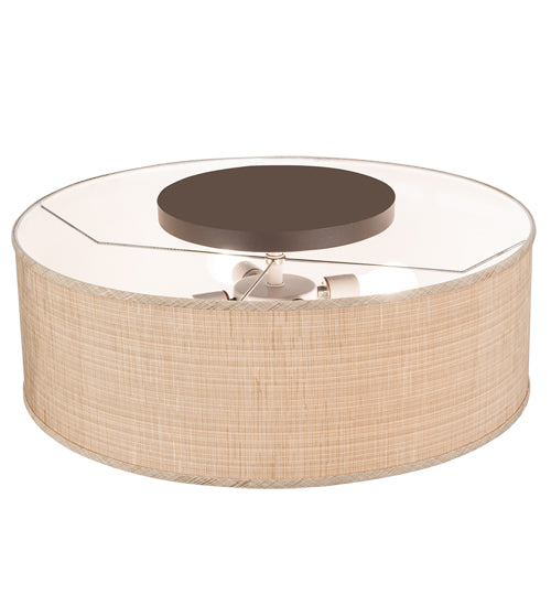 Meyda Lighting Cilindro 24" 4-Light Timeless Bronze Flush Mount Light With Beige Textrene & White Shade