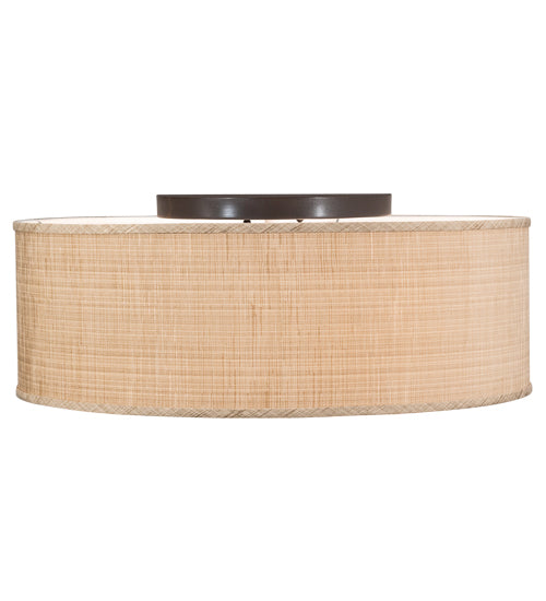 Meyda Lighting Cilindro 24" 4-Light Timeless Bronze Flush Mount Light With Beige Textrene & White Shade