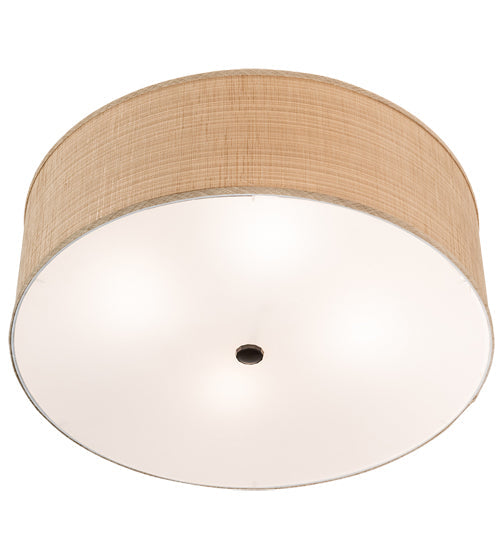 Meyda Lighting Cilindro 24" 4-Light Timeless Bronze Flush Mount Light With Beige Textrene & White Shade