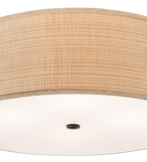 Meyda Lighting Cilindro 24" 4-Light Timeless Bronze Flush Mount Light With Beige Textrene & White Shade
