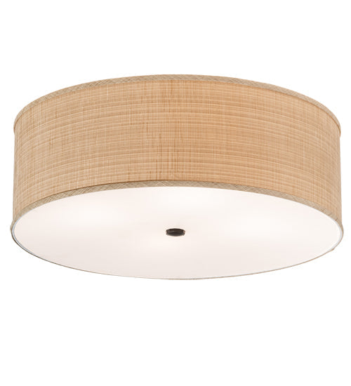 Meyda Lighting Cilindro 24" 4-Light Timeless Bronze Flush Mount Light With Beige Textrene & White Shade