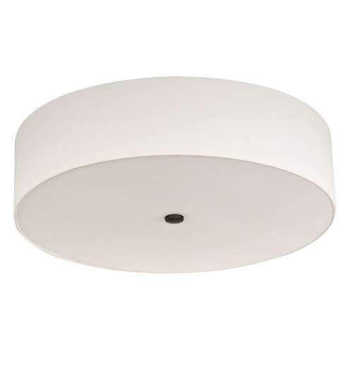 Meyda Lighting Cilindro 24" 4-Light Timeless Bronze Flush Mount Light With Off White Textrene & Statuario Idalight Shade