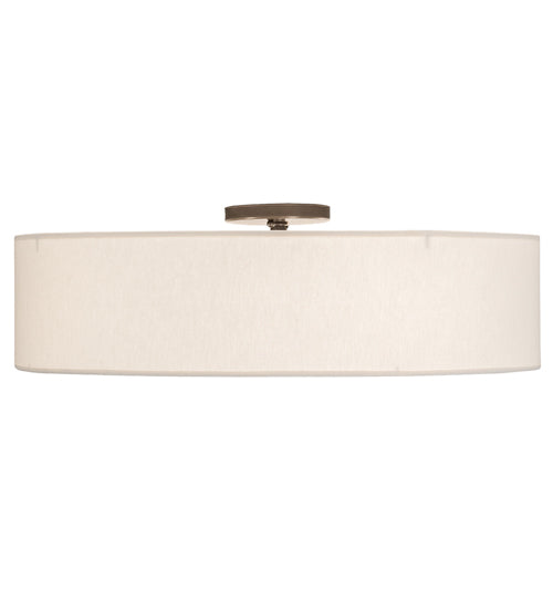 Meyda Lighting Cilindro 24" 4-Light Timeless Bronze Flush Mount Light With Off White Textrene & Statuario Idalight Shade