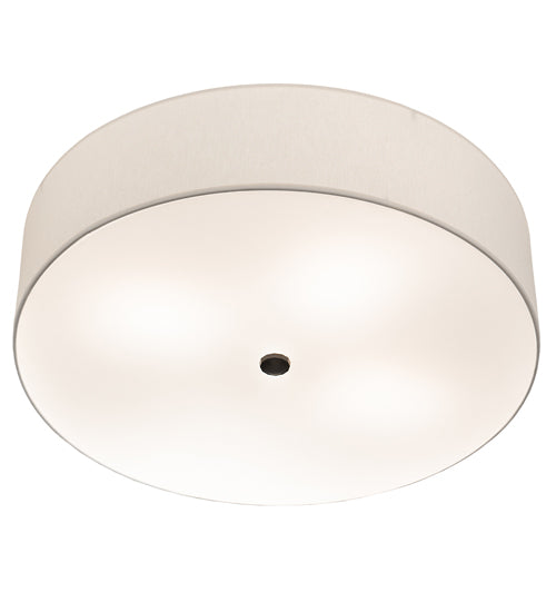 Meyda Lighting Cilindro 24" 4-Light Timeless Bronze Flush Mount Light With Off White Textrene & Statuario Idalight Shade