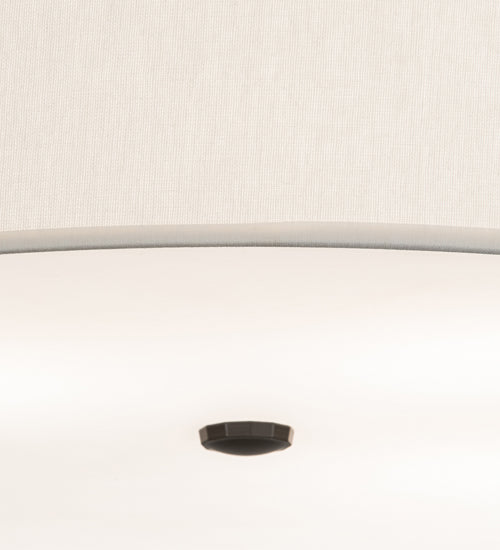 Meyda Lighting Cilindro 24" 4-Light Timeless Bronze Flush Mount Light With Off White Textrene & Statuario Idalight Shade