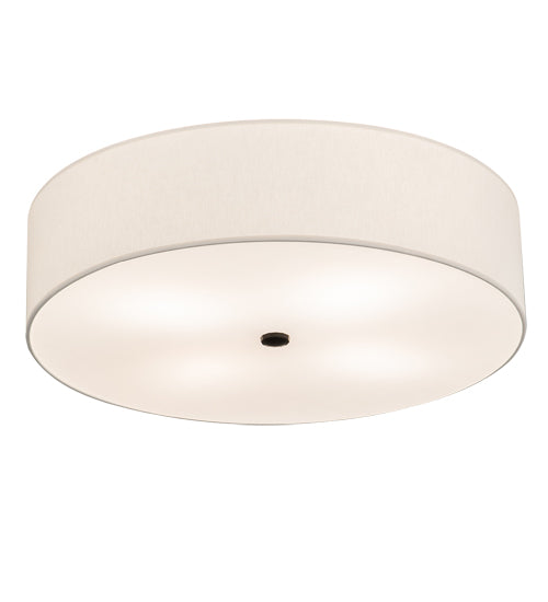 Meyda Lighting Cilindro 24" 4-Light Timeless Bronze Flush Mount Light With Off White Textrene & Statuario Idalight Shade