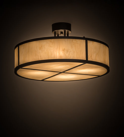 Meyda Lighting Cilindro 24" 4-Light Timeless Bronze Semi-flush Mount Light With Beige Sahara Taupe Idalight Shade Glass