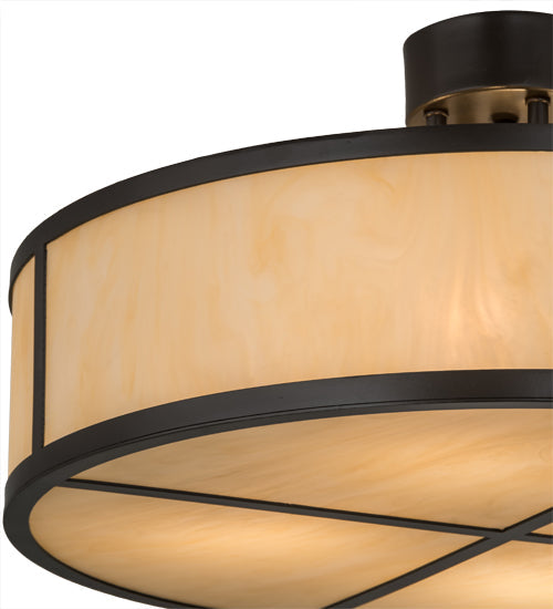 Meyda Lighting Cilindro 24" 4-Light Timeless Bronze Semi-flush Mount Light With Beige Sahara Taupe Idalight Shade Glass